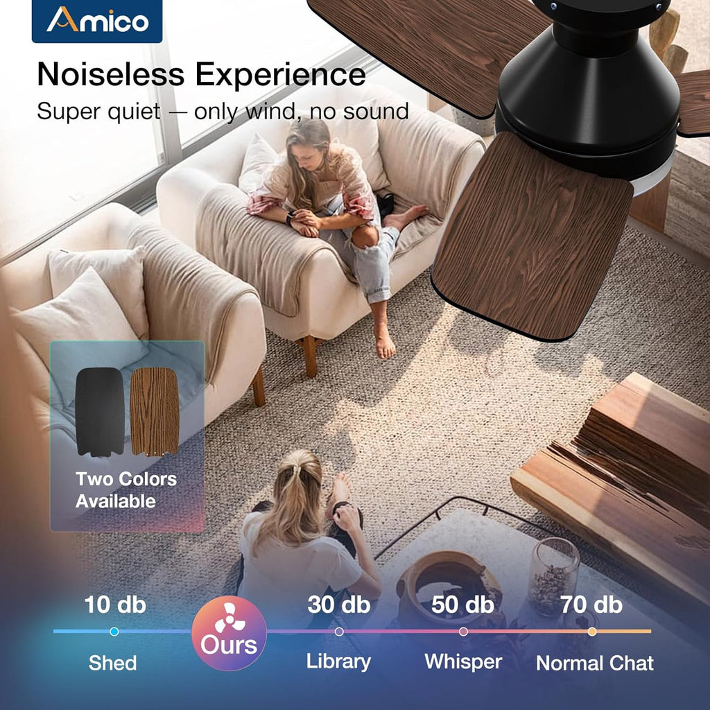 Ceiling Fans with Lights, 30 inch Low Profile Ceiling Fan with Light and Remote Control, Flush Mount, Reversible, 3CCT, Dimmable, Noiseless, Black Ceiling Fan for Bedroom, Indoor/Outdoor Use