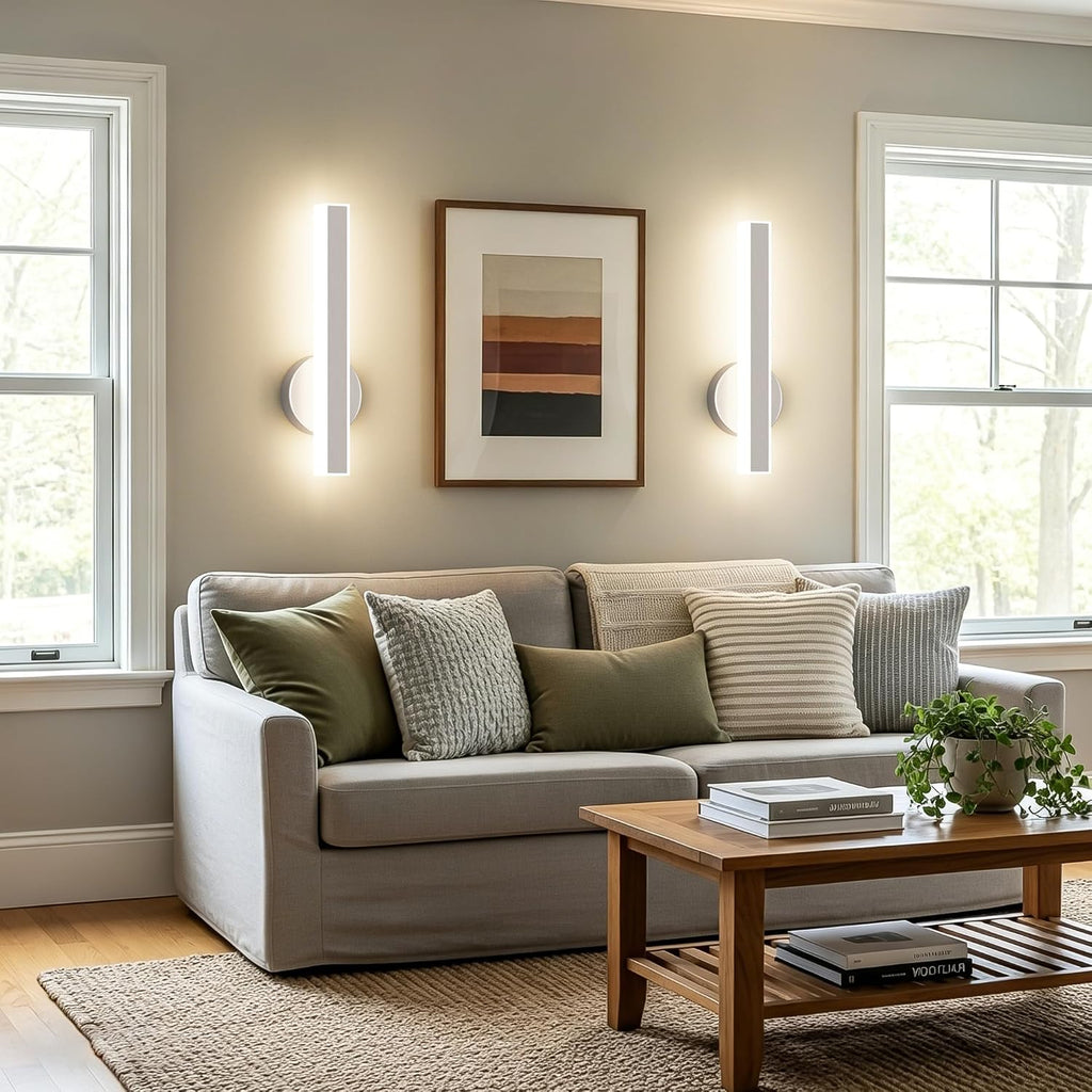 Brushed Nickel Wall Sconce Hardwired Modern LED 18W Wall Sconce Set of Two, 15.7Inches Wall Lights Bedroom Hallway