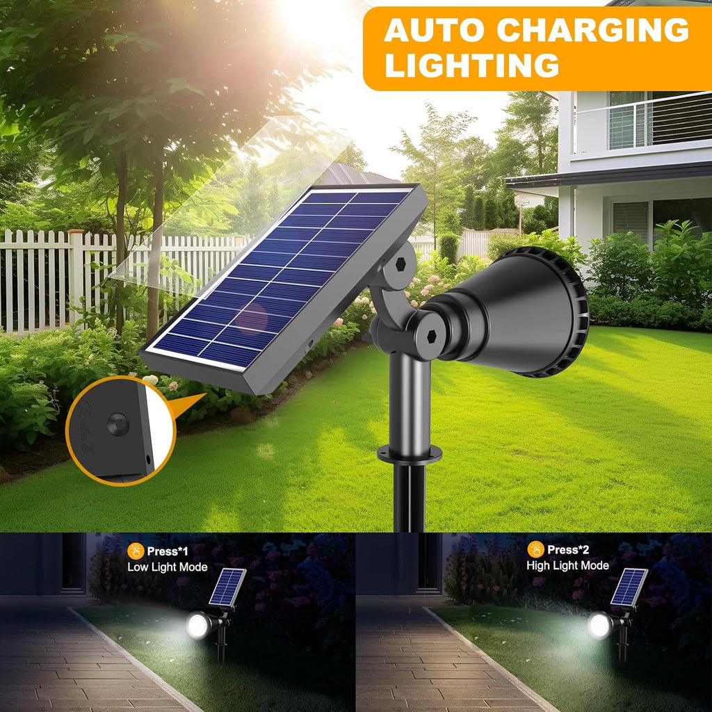 Solar Lights Outdoor Waterproof, 36 LEDs 1000LM Adjustable Solar Spot Lights Outdoor, 2-in-1 Solar Powered Spotlight