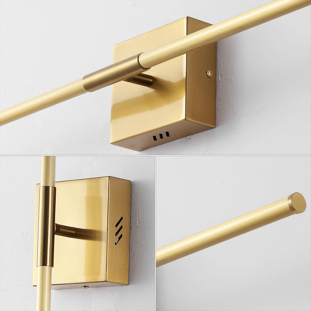 Makena 28" 1-Light LED Wall Sconce, Brass Gold | Dimmable, Modern, Integrated 12W, Hardwired, Sleek Metal, Ambient