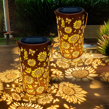 2Pack Sunflower Solar Lanterns Outdoor Waterproof, Birthday Gifts for Women Mom Grandma, Hanging Solar Lights for