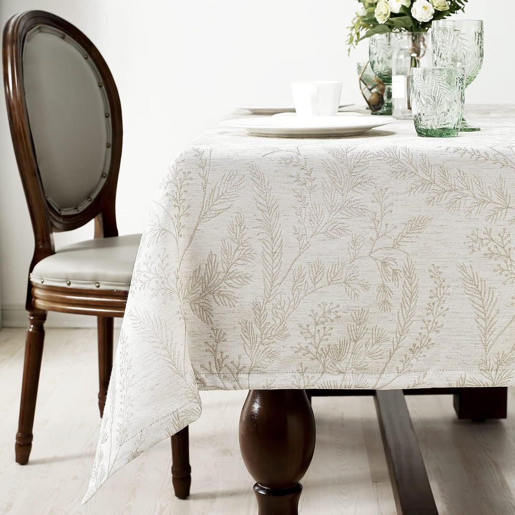 Elegant Damask Tablecloth for 8 Foot Large Rectangle Tables, Wrinkle and Stain Resistant Washable Floral Table Cloth