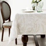 Elegant Damask Tablecloth for 8 Foot Large Rectangle Tables, Wrinkle and Stain Resistant Washable Fl