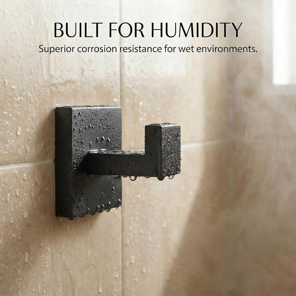Matte Black Bathroom Hardware Set 5-Piece, Modern Square SUS304 Stainless Steel Bath Accessory Kit with 23.6" Towel