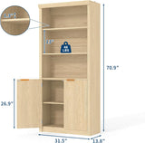 Modern Tall Book Shelf and Bookcase, 31.5"Wide Bookshelf with Doors, Farmhouse Book Case with Adjustable Top Shelf