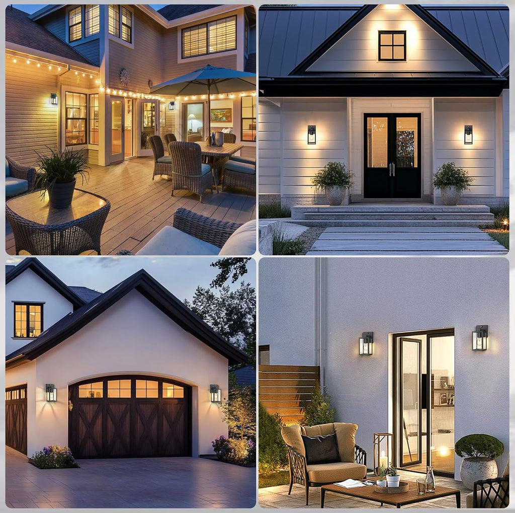 Dusk to Dawn Outdoor Light Fixtures, 2-Pack Sensor Porch Lights, Waterproof Exterior Wall Sconce Lighting Lamp