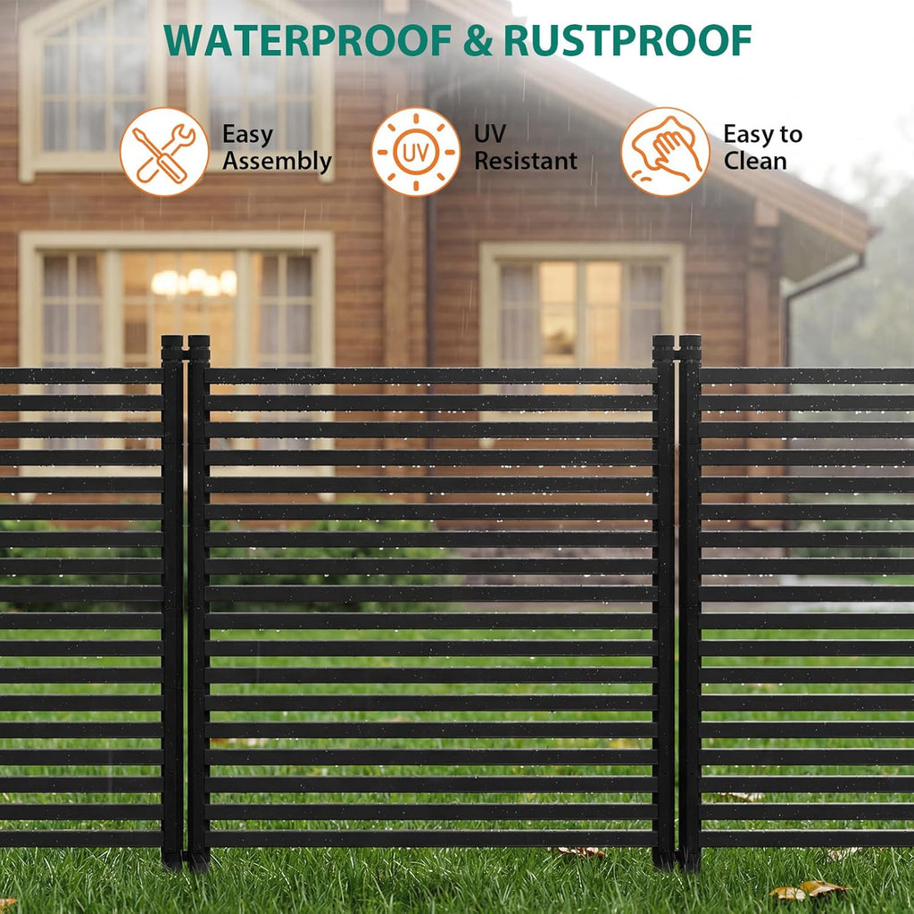 3 Pack Privacy Fence Panels for Outside, 48" h x 106" w No-Dig Metal Garden Fencing, Rustproof Decorative Panels for
