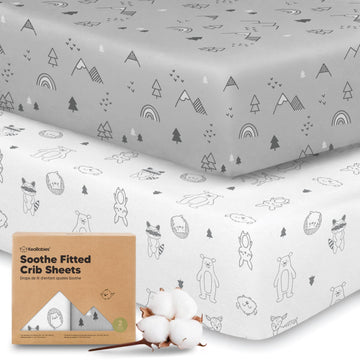2pk Organic Cotton Crib Sheets for Boys Girls 52x28, Woodland