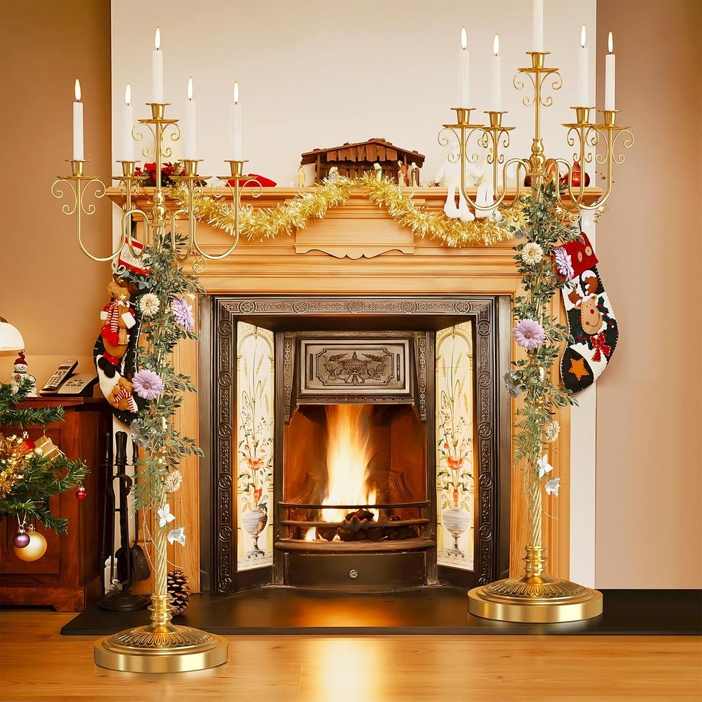 Floor Candelabra 50 Inch Gold Candlestick Holder 5 Arms Candle Holders Antique Flower Stand Centerpiece Decorative