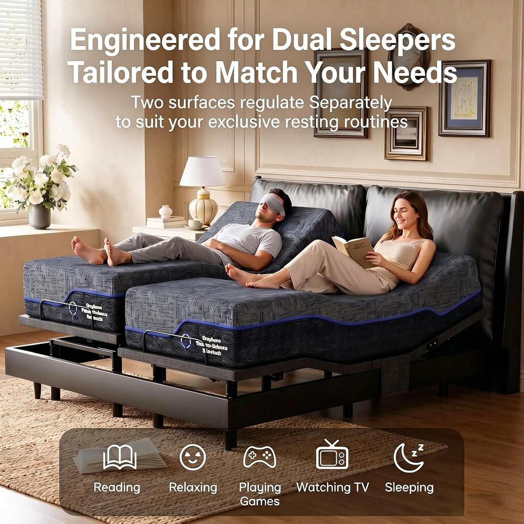 Adjustable Bed Frame Queen Electric Adjustable Bed Base with Remote&Zero Gravity Position Bed,Adjustable Base LED