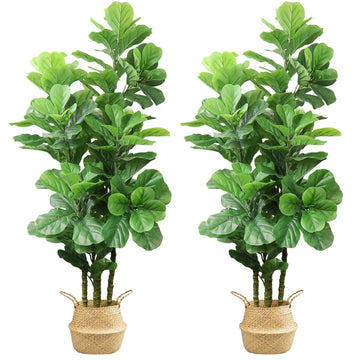 6ft Artificial Fiddle Fig Tree in Pot Faux Fiddle Fig Tree Large Artificial Tree for Indoor Outdoor House Living Room