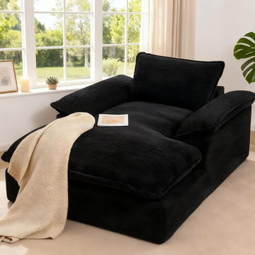 67" Chaise Lounge Chair Indoor, Oversized Boneless Chaise Lounge | Deep Seat Reading Chair | Large Dual-Layer Cushion