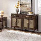 60" Farmhouse Buffet Cabinet with Metal Mesh Doors, Modern Sideboard Credenza with Drawers