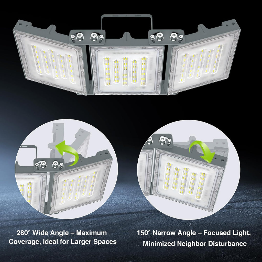 300W LED Flood Light, Mini Series Outdoor Floodlight, 30000LM 6000K Daylight White, IP66 Waterproof, 3 Adjustable