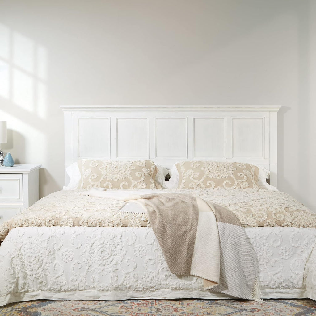 Farmhouse Basics King Headboard Only, Rustic White Finish