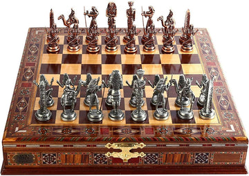 Egypt Pharaoh Antique Copper Figures Metal Chess Set for Adults Handmade Pieces and Natural Solid Wooden Chess Board