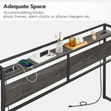 King Headboard, Headboard with 2 Outlets and 4 USB Ports, Adjustable Height, Storage Rack, Sturdy and Stable