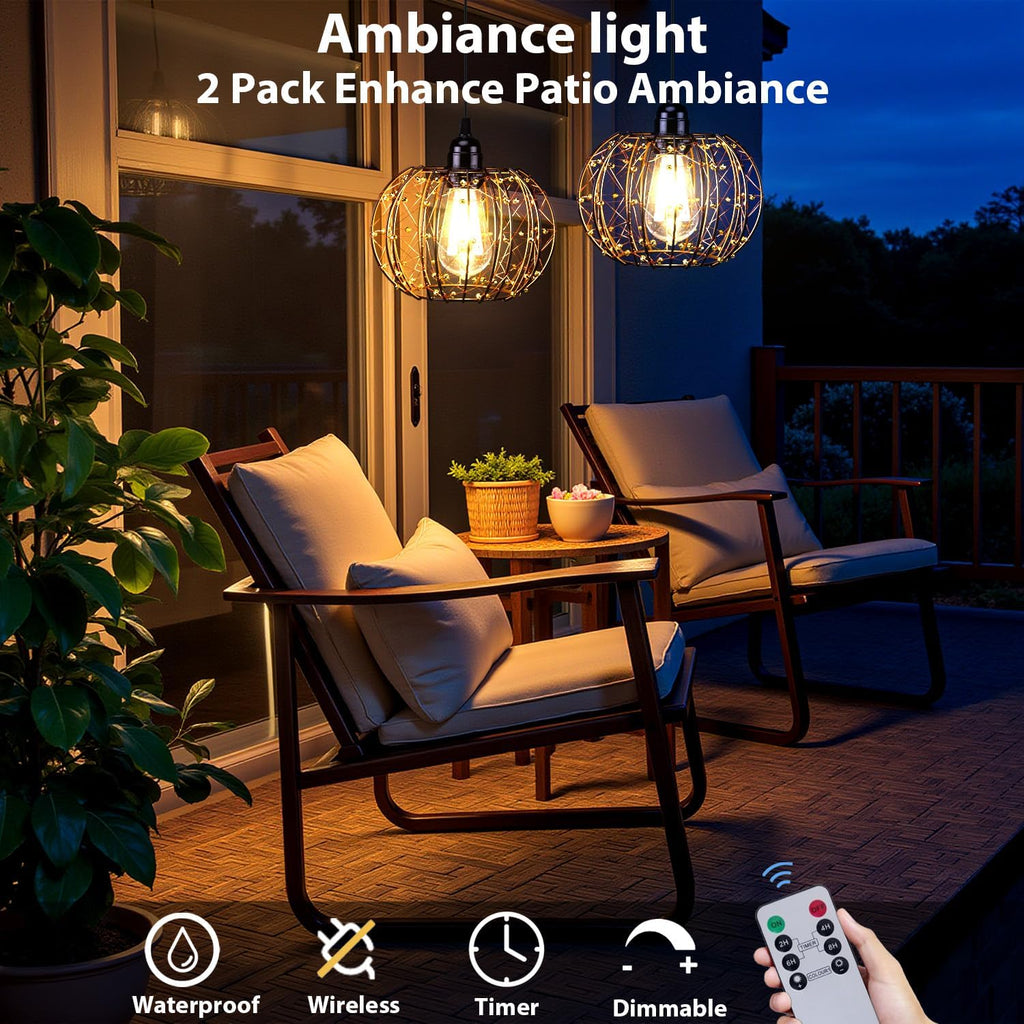 Battery Operated Hanging Outdoor Chandelier, Battery Operate - Image 2