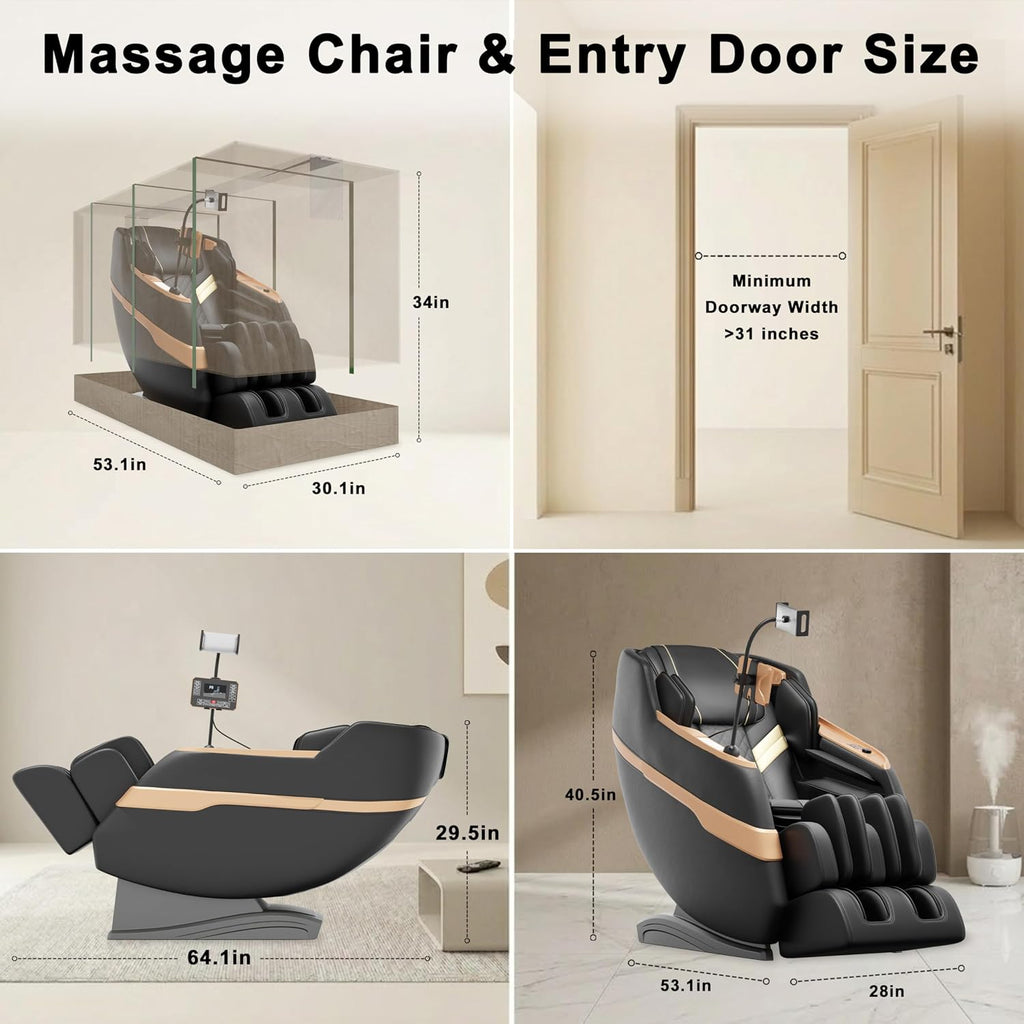 Massage Chair Full Body, Zero Gravity Massage Recliner with 12 Fixed Casters, Full Body Airbag Massage, Waist and Leg