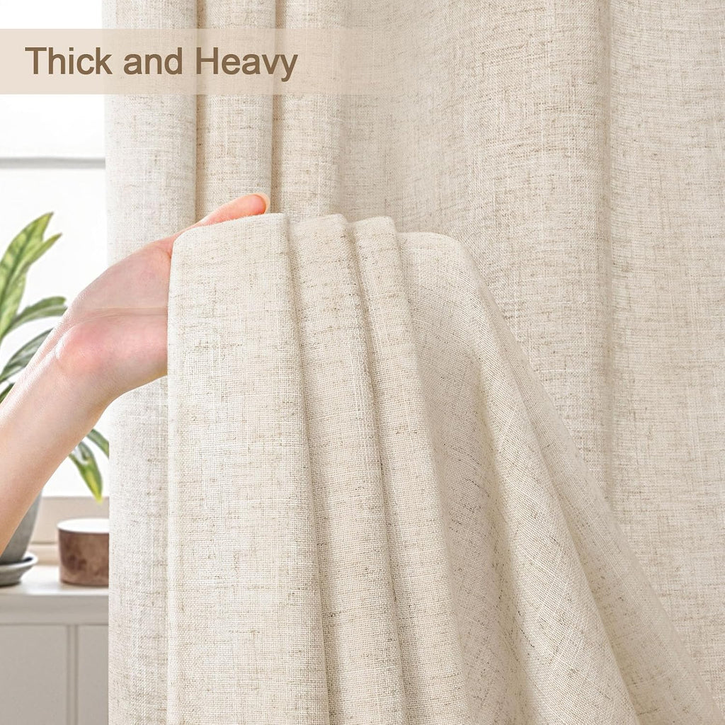 Extra Long Linen Shower Curtain Boho Farmhouse Beige Shower Curtains Neutral Luxury Fabric,Ivory 72 x 84