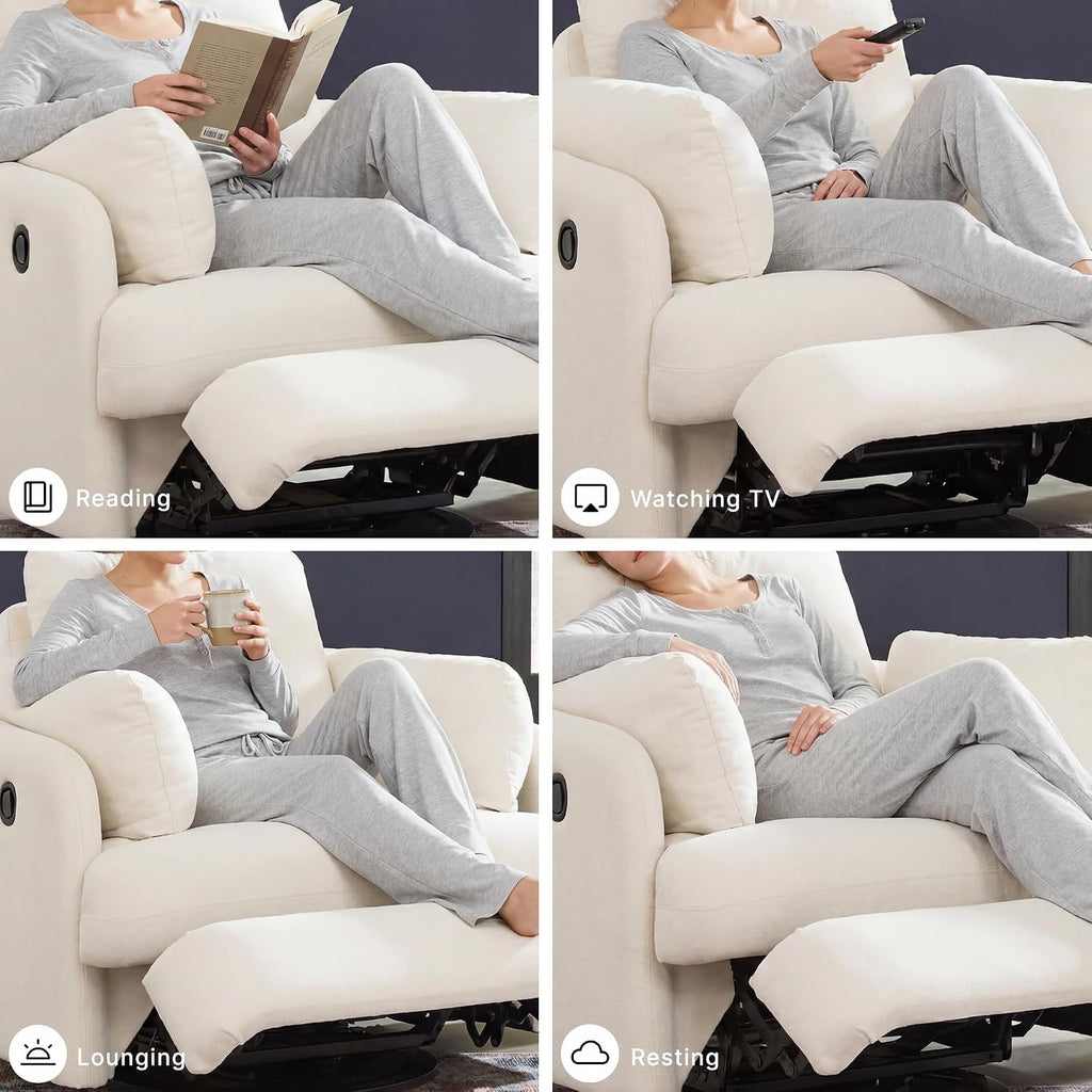Swivel Glider Recliner, Nursery Rocking Chair | Stain-resistant Next-Gen Nuvella fabric, Rocking chair for nurseries