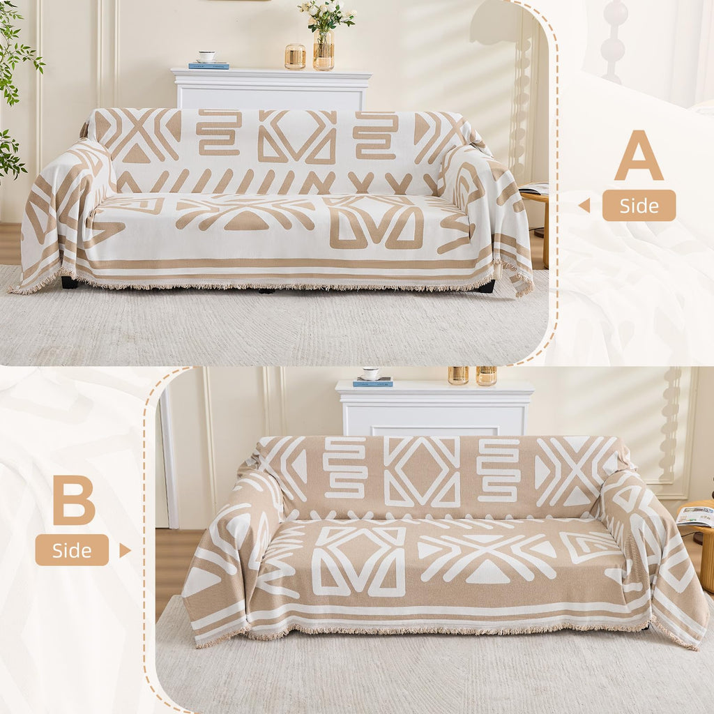 Boho Couch Cover Sofa Covers for 4 Cushion Couch, Couch Covers Washable Blanket Sofa Covers, Chenille L Shape