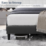 Upholstered Bed Frame, Modern Full Bed Platform with Square Stitched&Button Tufting Headboard Height Adjustable