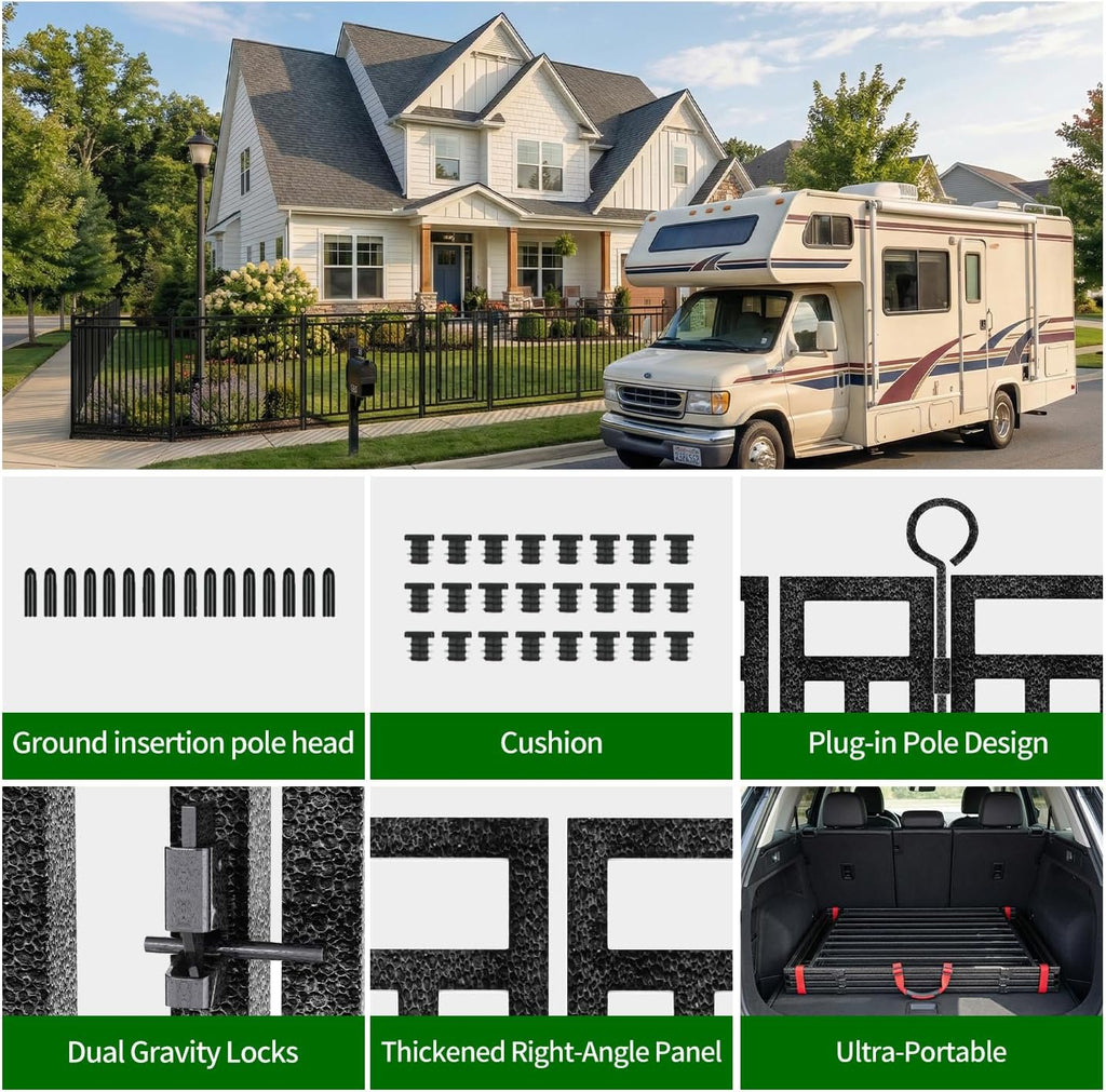 Decorative Garden Fence Metal Dog Fence Outdoor, 40in (H) x 36ft (L), 14 Panels + 2 Gates, Heavy Duty Garden Fencing