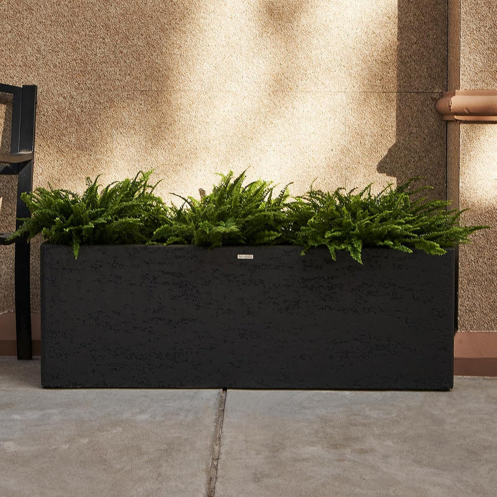 42 Inch Rectangular Concrete Planter(42Lx14Wx15H,58 Pounds),Durable All-Weather Use with Drainage Holes,Large