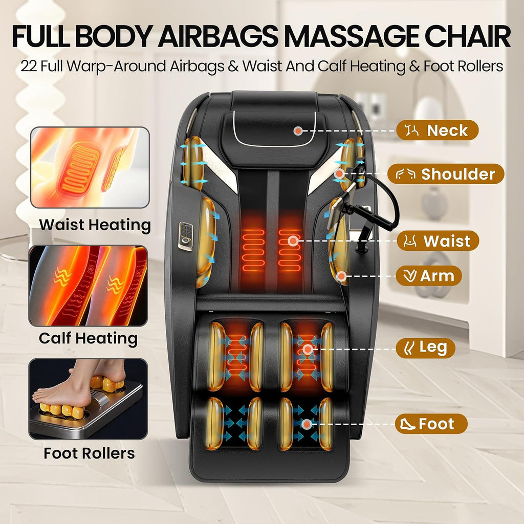 4D Massage Chair Full Body, Zero Gravity 55" SL-Track Shiatsu Massage Recliner Chair with Body Scan, APP & AI Voice