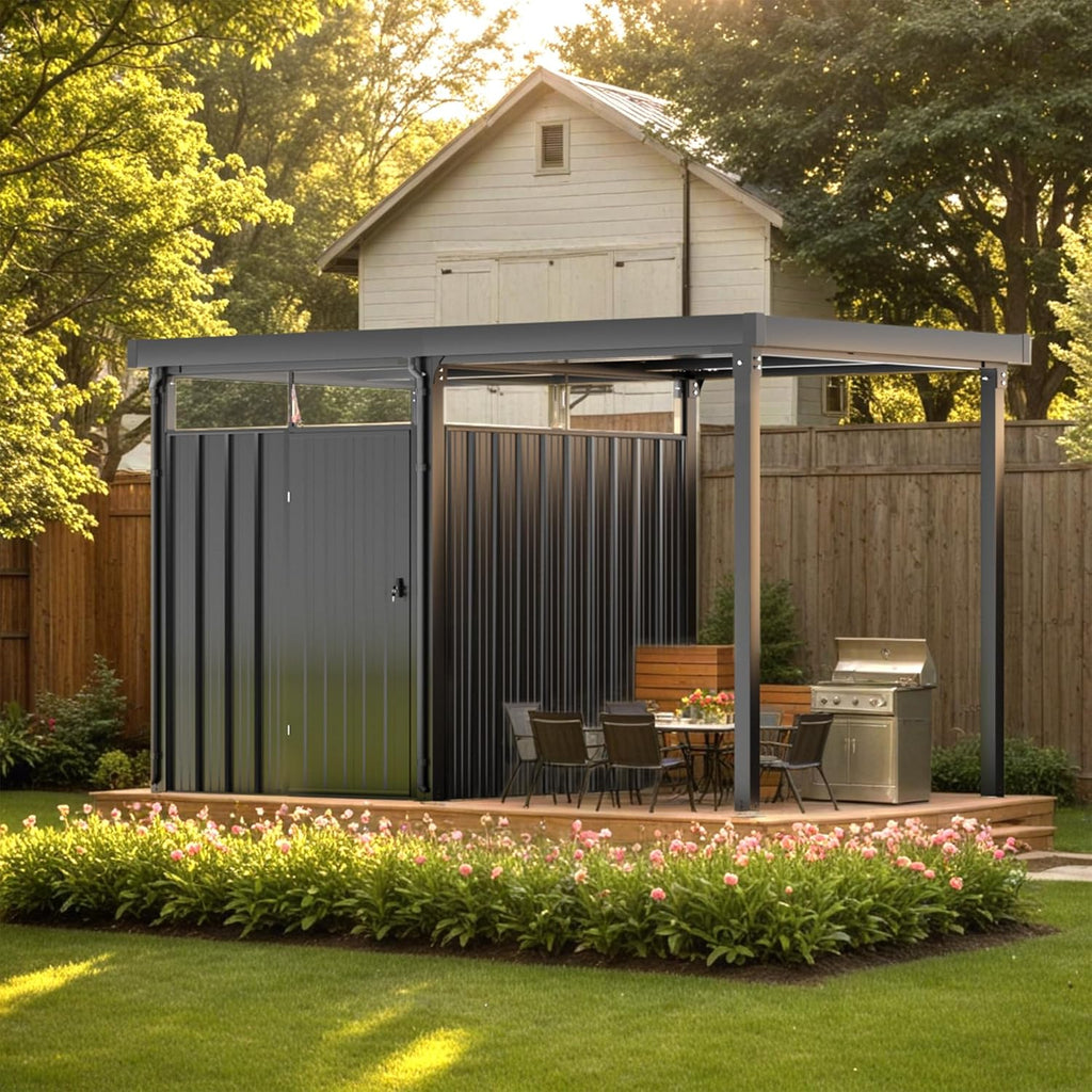 2-in-1 Outdoor Storage Shed, 7' x7' Galvanized Steel Metal S - Image 4