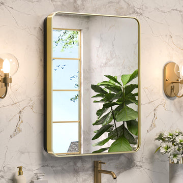 20"x26" Gold Medicine Cabinet Mirror, Stainless Steel Framed
