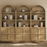 81" Tall Arched Bookcase with Doors, Large Bookshelves with Storage