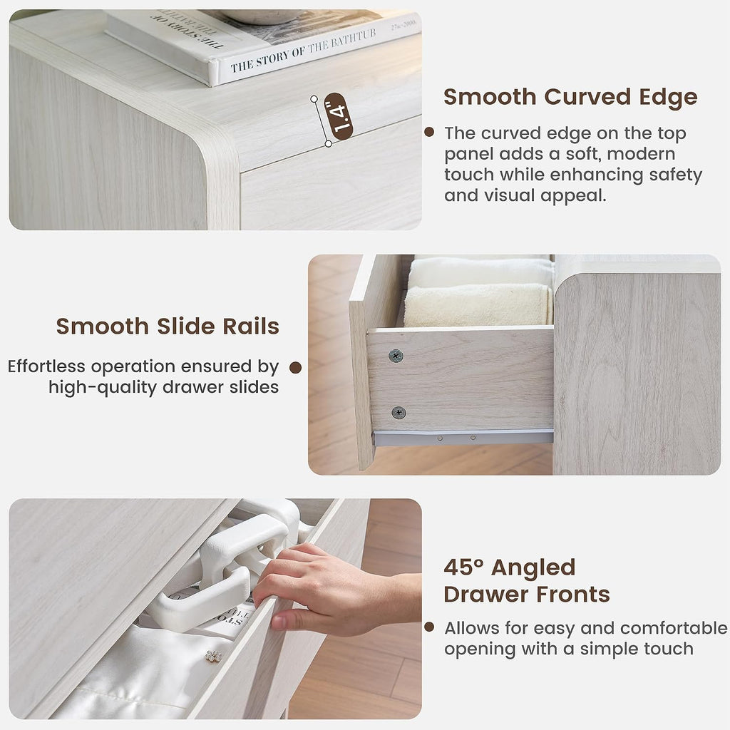 White Dresser , 55.6" Tall Dresser for Closet, Modern Dresser with 6 Drawers, Chest of Drawers Bedroom Furniture