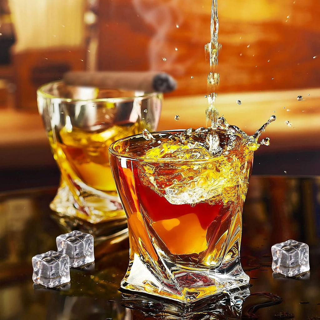 Old Fashioned Whiskey Glasses 10 OZ Rocks Glasses Set of 4, Gift Box - Barware For Bourbon, Scotch, Rum glasses for