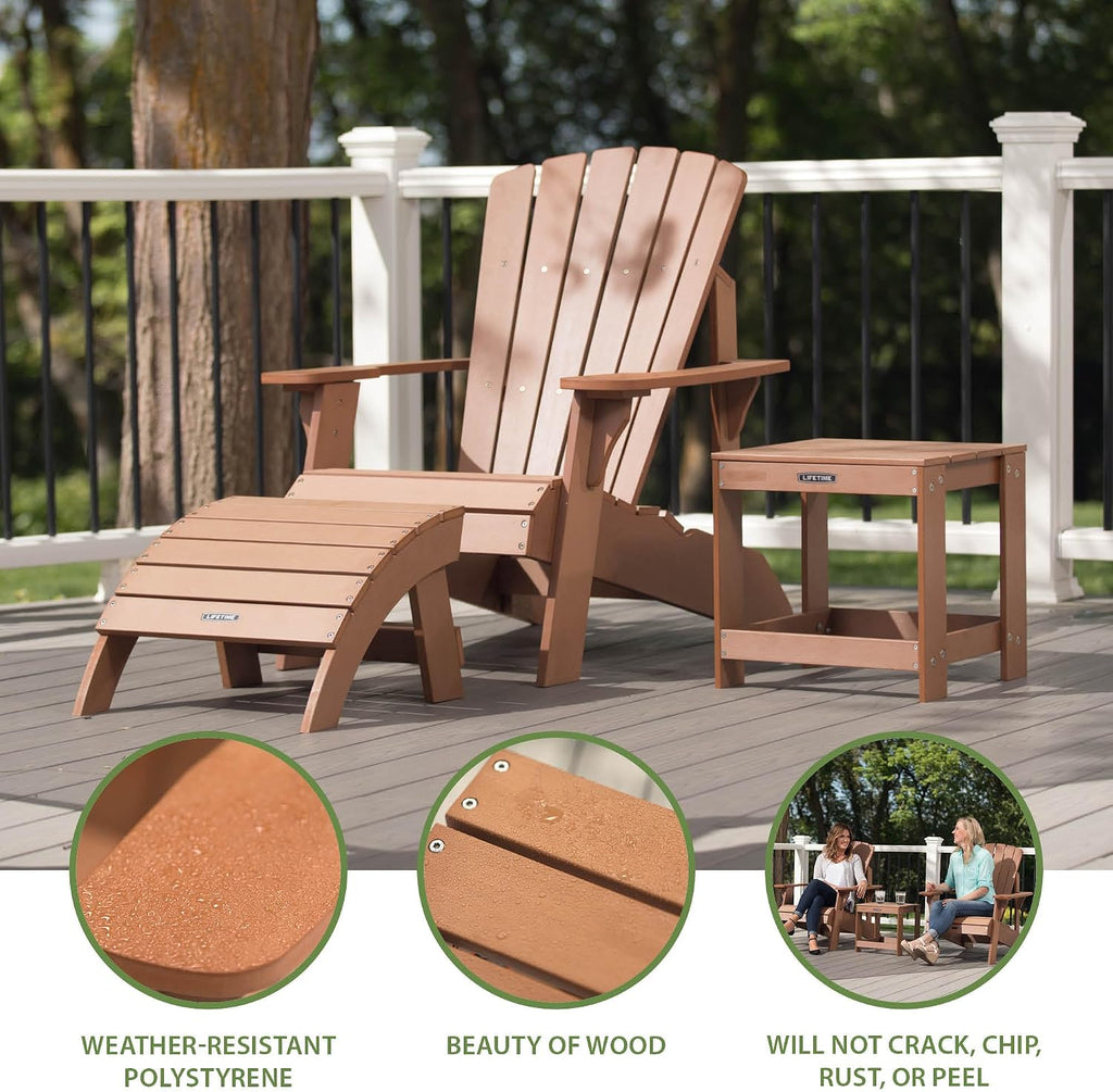 Faux-Wood Adirondack Chair, Weather-Resistant Polystyrene, UV-Protected, 300 lb Capacity, Low-Maintenance Outdoor
