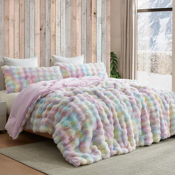 Sherbert Scoops Coma Inducer Alaskan King Comforter Set, Rainbow Sprinkles | Experience Coma Worthy Sleep with Cozy