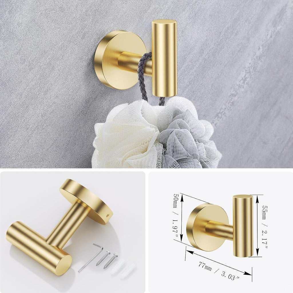 Bathroom Hardware Set, 4-Piece Towel Holder Set Include Toilet Paper Holder,Towel Ring and 2 Towel Hooks Stainless
