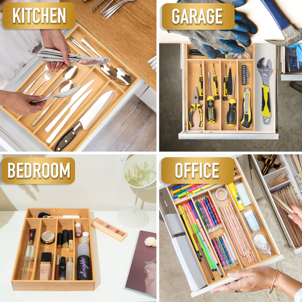 Silverware Organizer Kitchen Drawer Organizer Utensil Organizer Bamboo Silverware Holder Cutlery Organizer in Drawer