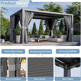 Aoxun Louvered Pergola 12' x 16' Outdoor Aluminum Pergola Adjustable Roof, with Waterproof Curtains and Nets
