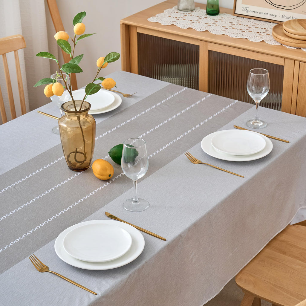 Vinyl Tablecloth 108 Inch with Flannel Backing, Rectangular PVC Table Cloth 100% Waterproof Wipe Clean Table Cover