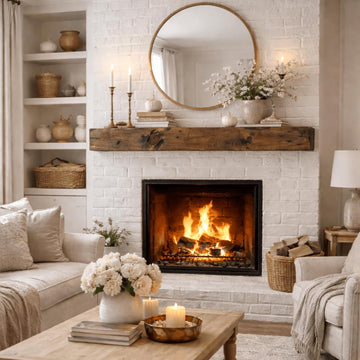 Dark Brown Shelf 66Lx6Hx6D - Solid Wood & Floating Mantel Shelf, Rustic Wooden Mantel, Handcrafted Fireplace