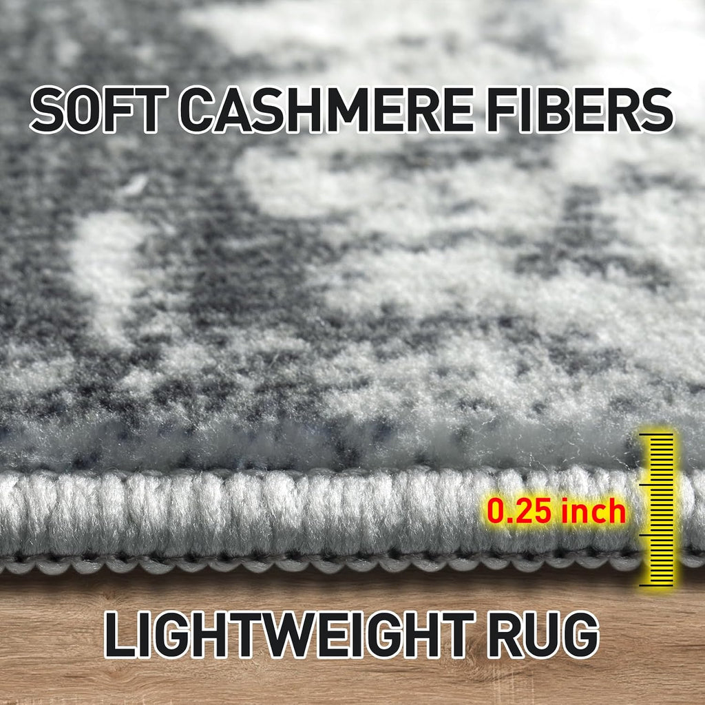 8x10 Area Rugs: Washable Abstract Black Grey Gold Carpet
