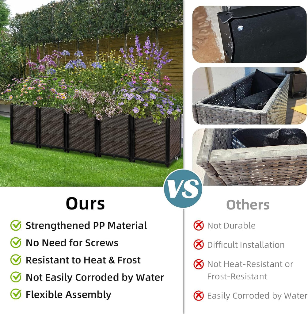 Large Raised Planter Box Outdoor Self Watering 94.4"x15.7"x14.2", Deep Raised Garden Bed - Elevated Garden Box with