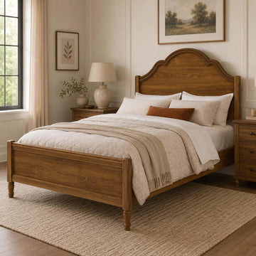 Rustic Vintage Full Wood Bed Frame with Retro Style Tall Headboard, Farmhouse Wooden Bed Frames Full Platform Bed