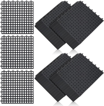 50 Pcs 11'8 x 11'8 Inches Interlocking Drainage Tiles Dry Deck with Drain Holes Non Slip Floor Mats TPE Soft for
