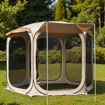 12×12 FT Pop Up Canopy Tent with Mosquito Netting | Outdoor Screen House with 6 Sunshades | Instant Canopy with