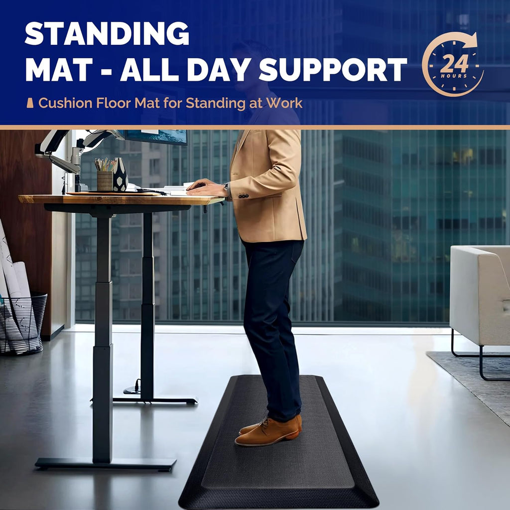 Anti Fatigue Mat for Standing, 9/10 Extra Thick Ergonomic Standing Desk Mat, Comfort Memory Foam Standing Mat at