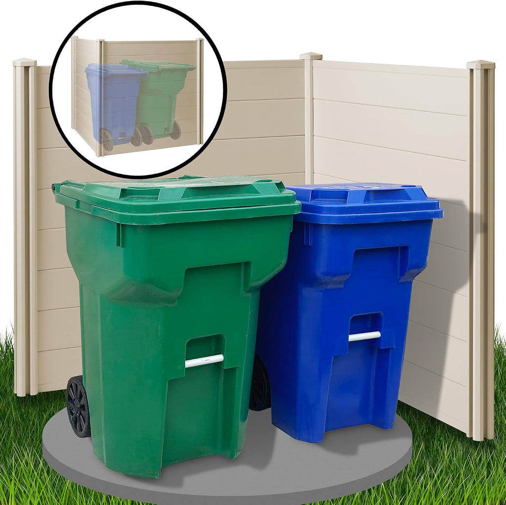 48" x 48" Privacy Screen - Outdoor Vinyl Fence Panel Enclosure for AC/Trash Bins/Pool Equipment - Tan