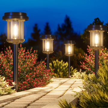 Solar Pathway Lights - 4 Pack Solar Path Lights for Garden Lights